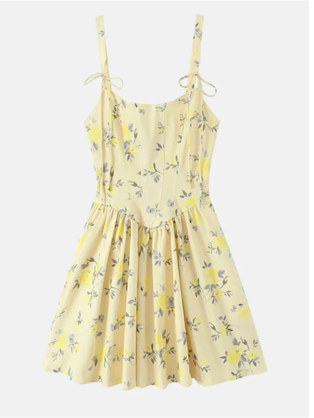 Zara Yellow Floral Tie Strap Mini Dress | Cottagecore | Sundress